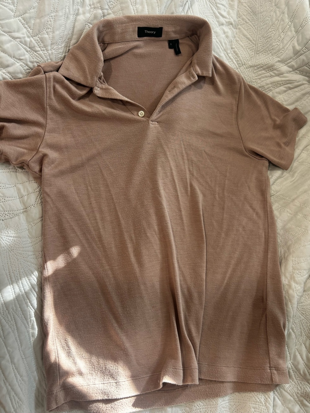 NWT Theory Men Size S Pastel Coral Stretch Short Sleeve Polo Shirt